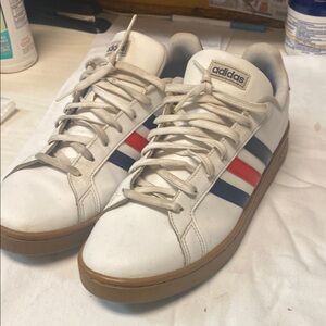 Adidas White and Blue Sneakers Classic Design